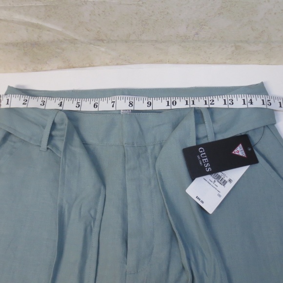 GUESS TESSA LINEN CULOTTE Pants Sport FADE TO JADE Size S - Picture 2 of 9